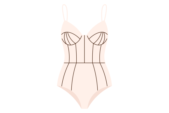 Bodysuit Color Icon. Retro Style Female