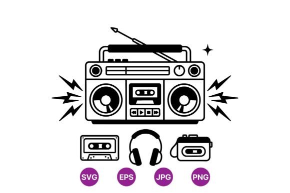 Retro Boombox Music Icons Review