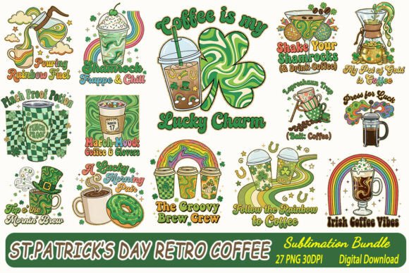 Retro St.Patrick s Day Coffee Png Bundle Review