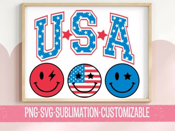 USA Smiley Face SVG Patriotic 4th July